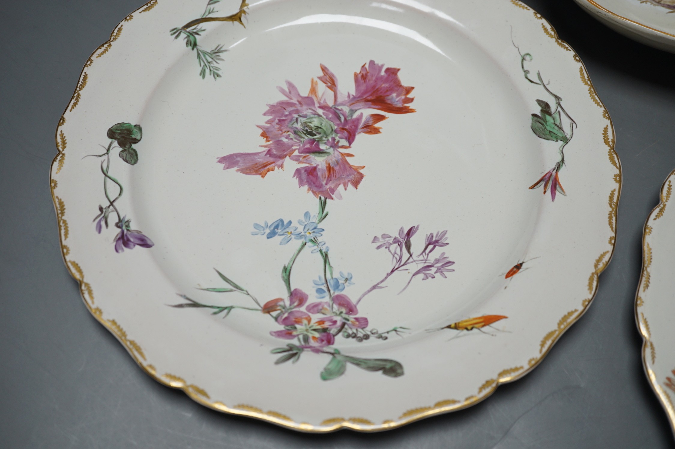 Three 19th century French faience dishes, largest 24cm diameter